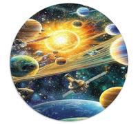 Système Solaire Planètes Puzzle 1000 Pièces Rond Papier Puzzle pour Adultes Vue Galaxie Espace