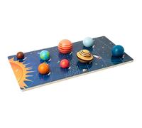 Système Solaire pour Enfants, 36 Mois et Plus, Planche modèle de système Solaire en Bois avec modèles de planètes 3D et Cartes d'apprentissage, Jouets éducatifs préscolaires pour garçons Filles