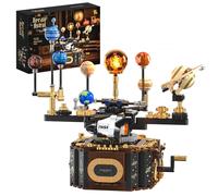 Système solaire technique, blocs de construction Orrery, modèle de globe planétaire, ensemble de briques avec lumière, jouet éducatif scientifique, cadeau pour adulte With Gift Box