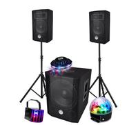 Système sono 2.1 - AUDIO CLUB - BM SONIC - 1000W (600W caisson+2x200W) - Caisson 30cm bi-amplifié - Pack LED