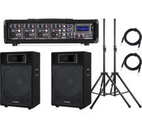 Systeme Sono Enceintes Actives 800W Kit Table de Mixage USB Bluetooth Trepieds