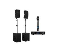 Vonyx VX922 - Système Sono Line Array 2.2 1600W avec Subwoofers 12"" + Micro UHF - Pack DJ Chanteur Complet