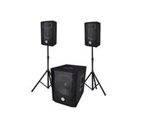Système Sono triphonique BM SONIC BMS 1208, Caisson bi-amplifié 1000W - USB Bluetooth, 30cm, Satellites 8 2x200W, câbles, pieds