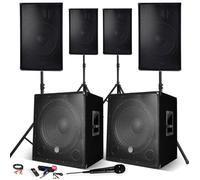 Système Sonorisation 4400W Complet, 4 Enceintes, 2 Subwoofers USB/BLUETOOTH CABLE PC + Pieds, Prestations, Micro SONO DJ PA BAR