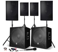 Système Sonorisation 4400W Complet, 4 Enceintes, 2 Subwoofers USB/BLUETOOTH CABLE PC + Pieds, Prestations, Micro SONO DJ PA BAR