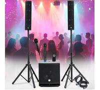 Système Sonorisation Complet 1200W Enceintes DJ, ENORME SUB 38cm USB/Bluetooth, 2 MICROS, Fête de la Musique, Mariage, Baptême