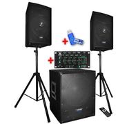 Système Sonorisation Complet 2200W Enceintes + Subwoofer BM Bmsonic BMS1512 avec table de mixage bluetooth usb +clé usb 32gigas