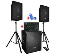 Système Sonorisation Complet 2200W Enceintes + Subwoofer BM SONIC BMS1512 avec table de mixage bluetooth usb +clé usb 32gigas