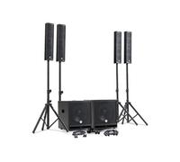 Système Sonorisation Complet 2400W DJ, 4 Enceintes satellites, 2x Méga SUB 38cm USB/Bluetooth, Supports Câbles, Micros