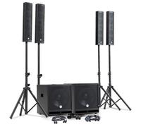 Système Sonorisation Complet 2400W DJ BM Bmsonic, 4 Enceintes satellites, 2x Méga SUB 38cm USB/Bluetooth, Supports Câbles, Micros