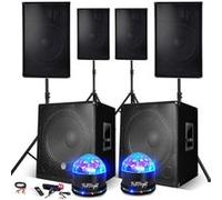 BM SONIC Système de sonorisation complet 4400W – 4 enceintes + 2 MEGA SUB 38 cm – USB/Bluetooth