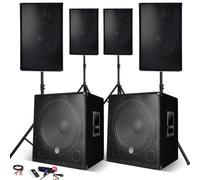 Système Sonorisation Complet 4400W, 4 Enceintes, 2 Subwoofers USB/BLUETOOTH CABLE PC + Pieds, Prestations SONO DJ PA