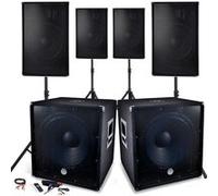 Système Sonorisation Complet 4800W, 4 Enceintes, 2 Subwoofers 18"/46cm - USB/BLUETOOTH CABLE PC + Pieds, Prestations SONO DJ PA