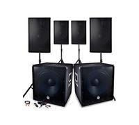Système Sonorisation Complet 4800W, 4 Enceintes, 2 Subwoofers 18"/46cm - USB/Bluetooth Cable PC + Pieds, Prestations Sono DJ PA