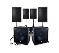 BMI Système de sonorisation 4800W – 4 enceintes, 2 subwoofers 18" – USB/Bluetooth, câble PC + pieds