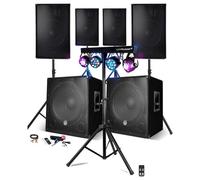 Système Sonorisation Complet Mariage Fête 4400W, 4 Enceintes, 2 SUBS USB/BLUETOOTH CABLE PC, Prestations SONO DJ LUMIERES LED