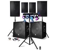 Système Sonorisation Complet Mariage Fête 4400W 4 Enceintes 2 SUBS USB/BLUETOOTH CABLE PC Prestations SONO DJ LUMIERES LED