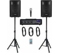 Système sonorisation complet McGrey BP-210 avec haut-parleurs 10", Supports, Table de mixage Bluetooth USB, Câblages, Microphone