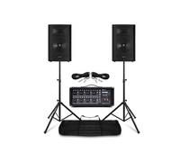 Vonyx Pack Sono Complet - Système de Sonorisation 800W avec Table de Mixage 8 Canaux, 2 Enceintes PA 8 Pouces et Supports Réglables