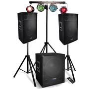 Système Sonorisation Pack Complet 2200W Enceintes + Subwoofer USB/BLUETOOTH -1512 - Portique support T-Bar DJ 4 effets LED