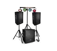 Système Sonorisation Pack Complet 2200W Enceintes + Subwoofer USB/BLUETOOTH -1512 - Portique support T-Bar DJ 4 effets LED