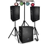 Système Sonorisation Pack Complet 2200W Enceintes + Subwoofer USB/BLUETOOTH -1512 - Portique support T-Bar DJ 4 effets LED G