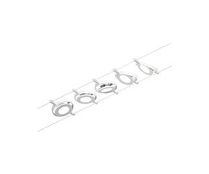 Système sur câbles LED Paulmann Corduo RoundMac 5 x 4,5 W, blanc, chrome | Kit complet comprenant un transformateur, un câble et 5 luminaires, pour montage mural et au plafond, orientables