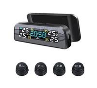 Système Universel De Surveillance La Pression Des Pneus Sans Fil TPMS, Horloge À Énergie Solaire, Écran LCD, 4 Capteurs Externes Surveillance Précise En Temps Réel(External Sensor)