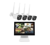 Systèmes D'alarme Maison Système De Vidéosurveillance WiFi Full HD 1080p avec Moniteur LCD 10.1 ''Kit Caméra D'enregistrement Audio IP 4 Pièces 2MP(2T)