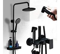 Systèmes de bain et de douche, douche noire de style européen ensemble cuivre complet, tête de pulvérisation murale avec pistolet à quatre vitesses LWX