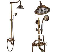 Systèmes de douche à main en laiton antique à double poignée pour salle de bain avec étagère de douche, mitigeur de douche de salle de bain - E02, G02, ensembles de douche