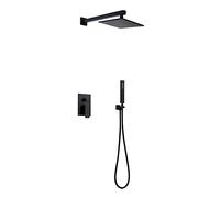 Systèmes de douche noirs robinet salle bains luxe appareils en laiton dissimulés avec pommeau à effet pluie, main