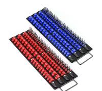 Systèmes de douilles compacts, 80 emplacements, compartiment de rangement ergonomique pour clés à douille de 1/4", 3/8", 1/2", rangement d'outils, organiseur de rails portables avec clips rouges