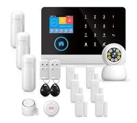 Systèmes de sécurité domestique sans fil GSM et WIFI écran LCD 2,4", plus de 100 capteurs, sirène 120 dB application intelligente et contrôle Alexa programmé Arme/désactivation et prise en charge 9