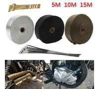 Systèmes d'échappement de moto silencieux enveloppement thermique pansement réglage 5 cm 5 M 10 M 15 M Pitbike Enduro Motocross échappement bande thermique 5cm 5m Noir