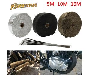 Systèmes d'échappement de moto silencieux enveloppement thermique pansement réglage 5 cm 5 M 10 M 15 M Pitbike Enduro Motocross échappement bande thermique 5cm 15m Noir