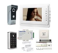 Systèmes d'interphone vidéo LCD de 17,8 cm via mot de passe à porte ouverte 272,2 kg avec serrure électromagnétique, contrôle d'accès et unité d'alimentation et support ZL Kit complet