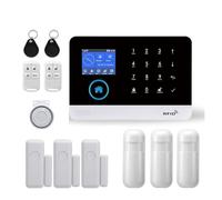 Systèmes Sécurité Domestique Système D'alarme De Sécurité Domestique sans Fil, Wi-FI, GSM, Anti-cambriolage, TUYA, avec Capteur Mouvement PIR, Compatible Les Animaux Domestiques(C)