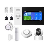 Systèmes Sécurité Domestique Système D'alarme De Sécurité TUYA 4G, Contrôle Via Application Smart Life, avec Détecteur Caméra IP, Kit WiFi sans Fil for Maison Intelligente(C)