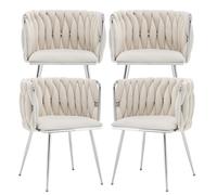 Systemkenji Sillas de Comedor Modernas 4 Lot de 4 chaises de salle à manger rembourrées en velours avec pieds en métal pour salle à manger, salon, cuisine, chambre à coucher, beige