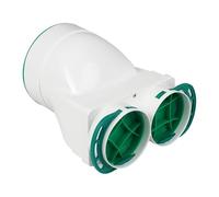 SYSTERM Boîte de raccordement de plafond horizontal DN125-2x75, accessoire pour récupération, ventilation, chauffage, système CVC, récupération de chaleur, aération, boîte de distribution, diffuseur