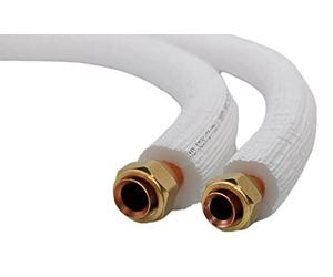 SYSTERM Conduite de réfrigérant pour climatisation split, tube en cuivre isolé prêt à l'emploi 1/4" + 3/8", les tubes préisolés pour gaz de refroidissement R32, R410A et R407C (longueur: 6 m)