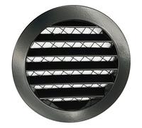SYSTERM Grille d'aération ronde en aluminium noir avec filet anti-insectes (ALU Ø 160)