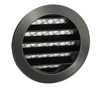 SYSTERM Grille d'aération ronde en aluminium noir avec filet anti-insectes (ALU Ø 250)