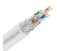 Syston Câble Ethernet Cat8 en vrac 2000 MHz 2 GHz 40 Go 304,8 m Cuivre nu S/FTP blindage tressé électromagnétique individuel 22/4 4 paires 22 AWG CMR FT4 UTP Blanc Commande à couper