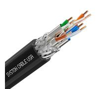 Syston Câble Ethernet Cat8 en vrac 2000 MHz 2 GHz 40 Go 6,1 m Cuivre nu S/FTP blindage tressé électromagnétique individuel 22/4 4 paires 22 AWG CMR FT4 UTP Noir Commande à couper