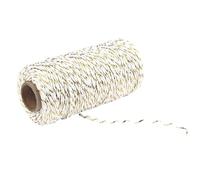 SYSUII 100M /2mm Fil de coton, 1 rouleau de ficelle pour boulanger, ficelle de bricolage, corde décorative, corde de coton, corde à tricoter pour emballages cadeaux, artisanat, jardinage - Or blanc
