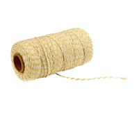 SYSUII 100M /2mm Fil de coton, 1 rouleau de fil à coudre pour boulanger, fil de bricolage, corde décorative, fil de coton pour travaux manuels, jardinage - Jaune blanc