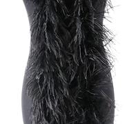 SYSUII Boa de marabout moelleux pour le bricolage, 200 cm, en plumes d'autruche naturelle, accessoire de déguisement pour Halloween, mariage, décoration de fête, carnaval, accessoire de costume de