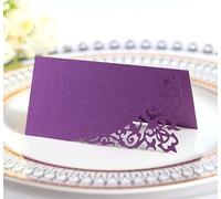 SYSUII Lot de 100 cartons de table à écrire - Papier nacré - Pour mariage, décoration de table, anniversaire, baptême, communion, banquet, dîner, fête - Violet